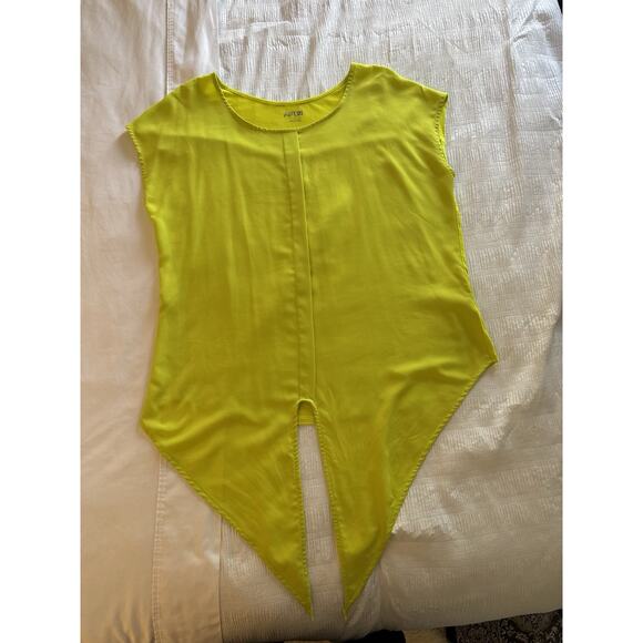 Apt. 9 Tie Front Shirt Top Lime Green Short Sleeve Women's Large Summer Flirty - Picture 6 of 6
